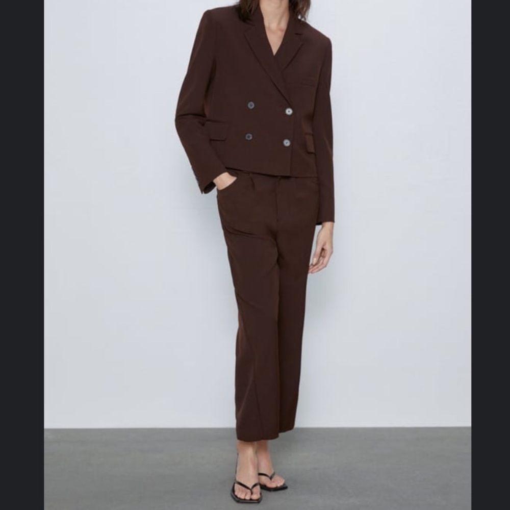 Zara | Dark Brown Cropped Jacket & Pants